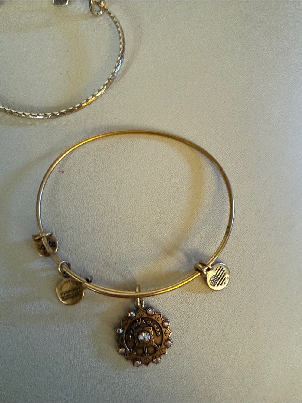 Alex and Ani Gold-Tone Adjustable Charm Bangle Sunburst Pendant- Maid of Honor